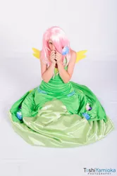 Size: 1275x1920 | Tagged: 2012, artist:kibou-eli, artist:toshiyamioka, clothes, cosplay, derpibooru import, dress, fluttershy, gala dress, human, irl, irl human, photo, safe, san japan, solo