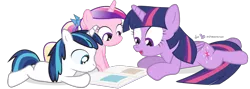 Size: 1050x375 | Tagged: safe, artist:dm29, derpibooru import, princess cadance, shining armor, twilight sparkle, twilight sparkle (alicorn), alicorn, pony, age regression, colt, cute, cutedance, female, filly, julian yeo is trying to murder us, mare, role reversal, shining adorable, simple background, transparent background, trio