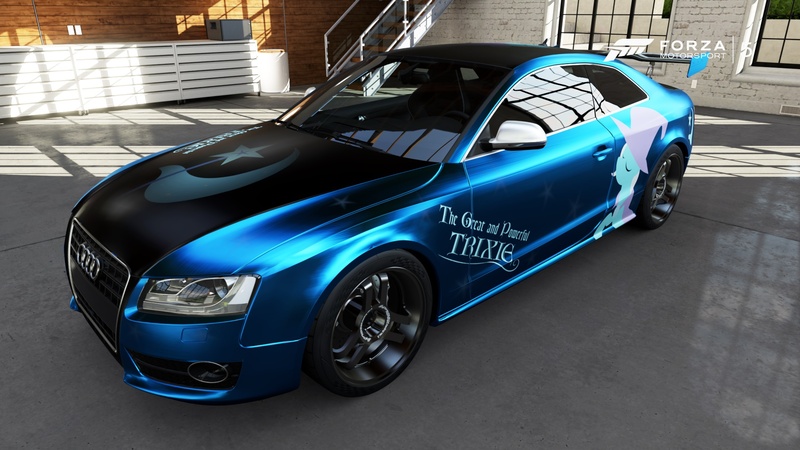 Size: 1920x1080 | Tagged: artist:crystal-eclair, audi, audi rs5, car, derpibooru import, forza motorsport, forza motorsport 5, great and powerful, safe, screencap, trixie