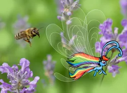 Size: 3300x2400 | Tagged: artist:inya-spring, bee, breezie, breeziefied, derpibooru import, rainbow breez, rainbow dash, safe, species swap