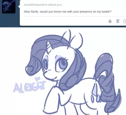 Size: 605x555 | Tagged: artist:moonblizzard, ask, derpibooru import, rarity, rarity answers, safe, solo, tumblr