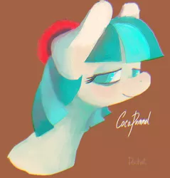 Size: 624x653 | Tagged: dead source, safe, artist:berrydrops, derpibooru import, coco pommel, earth pony, pony, bust, female, mare, portrait, solo