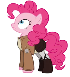 Size: 771x848 | Tagged: safe, artist:flare-chaser, derpibooru import, pinkie pie, attack on titan, clothes, jacket, shingeki no koyubi, simple background, solo, trainee, transparent background, vector