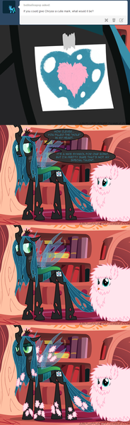 Size: 650x2125 | Tagged: safe, artist:mixermike622, derpibooru import, queen chrysalis, oc, oc:fluffle puff, tumblr:ask fluffle puff, canon x oc, chrysipuff, cutie mark, female, lesbian, shipping, tumblr