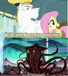 Size: 643x719 | Tagged: safe, derpibooru import, edit, edited screencap, screencap, bulk biceps, fluttershy, pegasus, pony, rainbow falls, exploitable meme, female, male, mare, meme, replacement meme, stallion, the legend of korra, vaatu