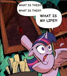Size: 862x983 | Tagged: safe, derpibooru import, edit, idw, twilight sparkle, twilight sparkle (alicorn), alicorn, pony, spoiler:comic, spoiler:comic17, comic, crossover, exploitable meme, female, game grumps, knuckles the echidna, mare, meme, oh no, solo, sonic 06, sonic the hedgehog (series)