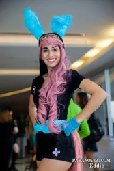 Size: 1366x2048 | Tagged: 2013, artist needed, bunny ears, clothes, convention, cosplay, cosplay jules, dangerous mission outfit, derpibooru import, florida, florida supercon, fluttershy, human, irl, irl human, papanotzzi, photo, safe, solo, supercon