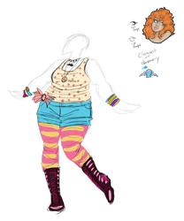 Size: 816x979 | Tagged: artist:alittleriddle, clothes, derpibooru import, design, element of laughter, fat, human, humanized, pinkie pie, safe, shorts, simple background, socks, solo, striped socks, transparent background