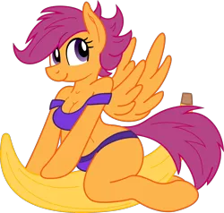 Size: 2000x1901 | Tagged: anthro, arm hooves, artist:hazama, artist:tg-0, banana, bikini, breasts, busty scootaloo, cleavage, clothes, colored, derpibooru import, female, off shoulder, older, scootaloo, simple background, solo, solo female, suggestive, svg, .svg available, swimsuit, transparent background, unguligrade anthro, vector