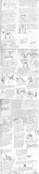 Size: 800x3592 | Tagged: safe, artist:ackryllis, derpibooru import, firefly, lord tirek, majesty, megan williams, princess celestia, princess luna, smooze, oc, cow, dragon, gryphon, human, comic, g1, monochrome, tirac, traditional art