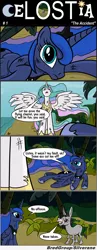 Size: 1300x3341 | Tagged: artist:bredgroup, cletus, comic, comic:celostia, derpibooru import, family guy, injured, lost, mule, princess celestia, princess luna, safe, translation