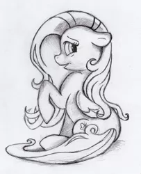 Size: 805x992 | Tagged: safe, artist:otto720, derpibooru import, fluttershy, monochrome, simple background, solo