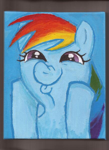 Size: 1700x2338 | Tagged: artist:pwnyville, dashface, derpibooru import, painting, rainbow dash, safe, so awesome, solo