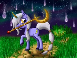 Size: 1600x1200 | Tagged: artist needed, safe, derpibooru import, ponified, pony, unicorn, grass, league of legends, magic, solo, soraka, unshorn fetlocks