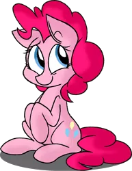 Size: 1160x1499 | Tagged: artist:strangiesleepy, cute, derpibooru import, diapinkes, pinkie pie, safe, simple background, sitting, smiling, solo, transparent background