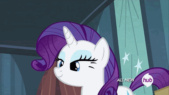 Size: 576x324 | Tagged: animated, box, for whom the sweetie belle toils, hubble, hub logo, rarity, safe, screencap, solo, the hub