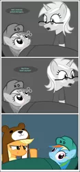 Size: 1024x2183 | Tagged: applejack, artist:zacatron94, bear hat, cinnamontoastken, comic, cute, dark comedy, derp, derpibooru import, eye scream, grimcute, lyra heartstrings, markiplier, pen, pencil, rainbow dash, scissors, semi-grimdark, surgeon simulator 2013, wtf