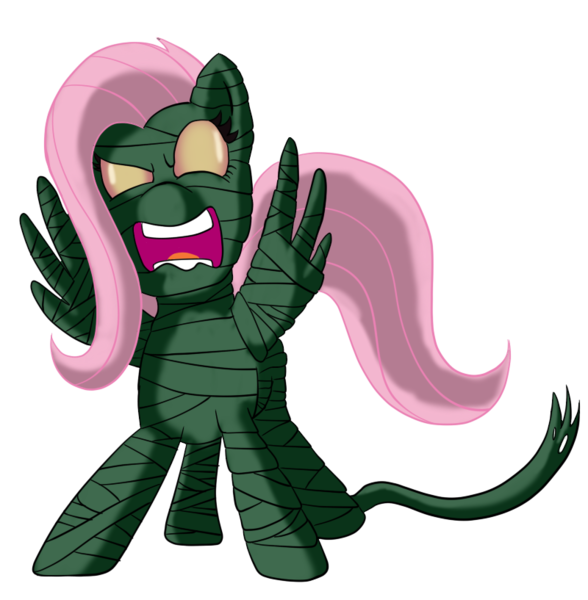 Size: 800x817 | Tagged: safe, artist:infernaldalek, derpibooru import, fluttershy, pegasus, pony, amumu, crossover, flutterrage, league of legends, mummy, solo