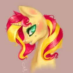 Size: 2000x2000 | Tagged: safe, artist:saoiirse, derpibooru import, sunset shimmer, pony, unicorn, portrait, solo