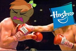Size: 560x375 | Tagged: boxing, buttongate, button mash, cease and desist, derpibooru import, drama, edit, hasbro, lucifer hasbro, metaphor, punch, safe