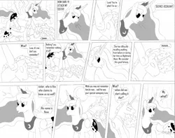 Size: 2359x1861 | Tagged: artist:dreamactualizer, comic, derpibooru import, monochrome, princess celestia, princess luna, safe