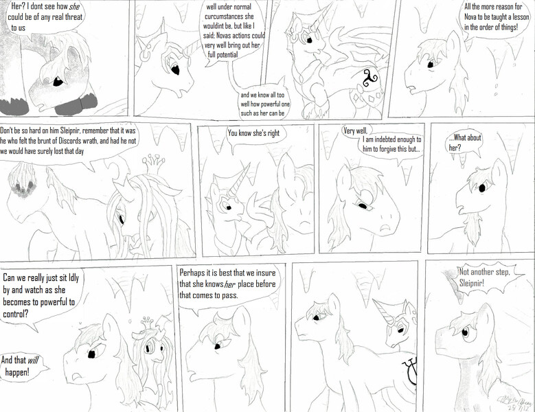 Size: 2343x1805 | Tagged: safe, artist:dreamactualizer, derpibooru import, queen chrysalis, comic, monochrome