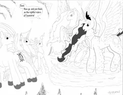 Size: 2346x1816 | Tagged: artist:dreamactualizer, comic, derpibooru import, monochrome, princess celestia, safe