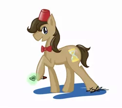 Size: 900x800 | Tagged: safe, artist:cresselivoir, derpibooru import, doctor whooves, time turner, bowtie, doctor who, eleventh doctor, fez, hat, sonic screwdriver