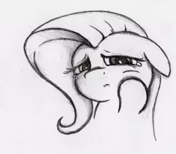 Size: 958x834 | Tagged: artist:otto720, derpibooru import, fluttershy, monochrome, safe, solo