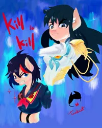 Size: 711x888 | Tagged: anthro, artist:tuxedocat-kor, derpibooru import, junketsu, kill la kill, ponified, ryuko matoi, safe, satsuki kiryuin, senketsu