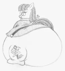 Size: 1232x1341 | Tagged: artist:badblah, derpibooru import, fat, impossibly large butt, maud pie, maud pudge, monochrome, obese, plot, safe, solo, wrong cutie mark
