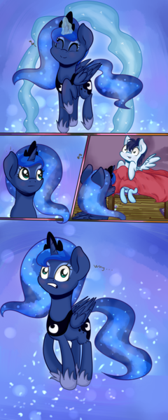 Size: 2000x5000 | Tagged: questionable, artist:chiweee, derpibooru import, princess luna, rainbow dash, soarin', breezie, ..., :|, blanket, blushing, comic, dream, dream walker luna, eyes closed, female, gritted teeth, happy, implied sex, magic, male, music notes, nudity, raised hoof, shipping, smiling, soarindash, spread wings, straight, wide eyes, wingboner