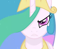 Size: 979x816 | Tagged: safe, artist:ladynoob, derpibooru import, princess celestia, alicorn, pony, angry, female, frown, glare, gritted teeth, hair over one eye, mare, simple background, solo, transparent background, vector