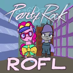 Size: 800x800 | Tagged: album cover, artist:snapai, derpibooru import, lmfao, maud pie, parody, pinkie pie, rofl, safe