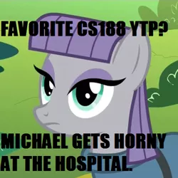 Size: 380x380 | Tagged: cs188, derpibooru import, maud pie, meme, michael rosen, rock pun, safe, stealth pun, youtube poop