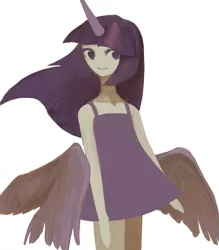 Size: 735x840 | Tagged: artist:ishimaru, artist:ujina, butt wings, clothes, derpibooru import, dress, horned humanization, human, humanized, pixiv, safe, solo, twilight sparkle, twilight sparkle (alicorn), winged humanization