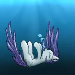 Size: 1240x1240 | Tagged: air bubble, artist:manfartwish, bubble, drowning, imminent death, rarity, semi-grimdark, solo, underwater