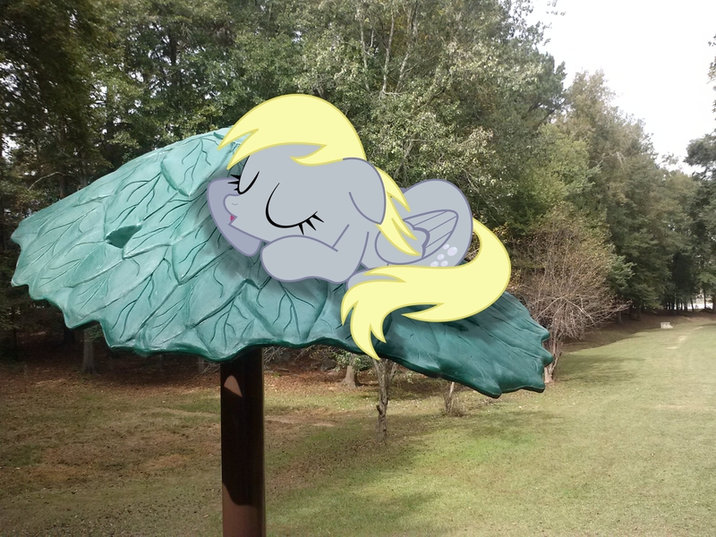 Size: 2592x1944 | Tagged: safe, artist:fercho262, artist:tokkazutara1164, derpibooru import, edit, derpy hooves, pegasus, pony, female, irl, mare, photo, plastic, ponies in real life, shadow, sleeping, solo, tree, vector