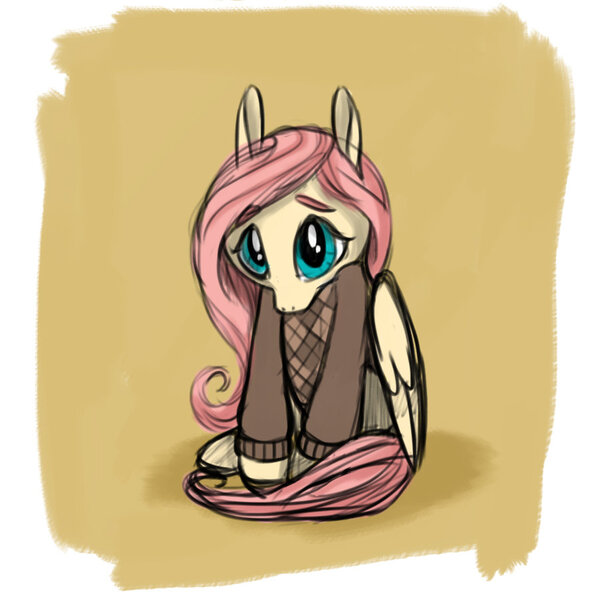 Size: 900x900 | Tagged: artist:random-gal, clothes, derpibooru import, fluttershy, safe, solo, sweater, sweatershy