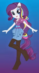 Size: 654x1222 | Tagged: safe, artist:zoevulpez, derpibooru import, edit, rarity, equestria girls, rainbow rocks, clothes, missing shoes, solo, stockings