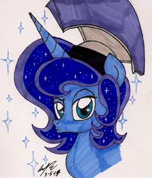 Size: 1162x1359 | Tagged: artist:newyorkx3, bust, derpibooru import, duckface, helmet, looking at you, portrait, prince artemis, princess luna, rule 63, safe, solo, traditional art