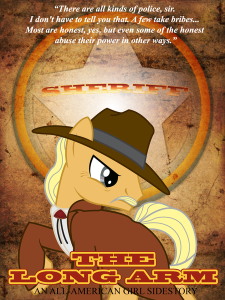 Size: 768x1024 | Tagged: all-american girl, artist:rob barba, clothes, coat, derpibooru import, fanfic art, fanfic cover, moustache, oc, safe, sheriff, shining badge, solo, unofficial characters only