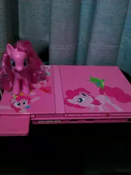 Size: 1944x2592 | Tagged: console, custom, derpibooru import, gummy, irl, pinkie pie, playstation, playstation 2, safe