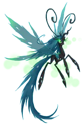 Size: 630x930 | Tagged: artist:kaizerin, breezie, breeziefied, female, flying, glowing horn, queen chrysalis, safe, simple background, solo, species swap, transparent background