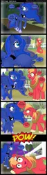 Size: 1000x3650 | Tagged: suggestive, artist:coltsteelstallion, derpibooru import, big macintosh, princess luna, smarty pants, earth pony, pony, :t, annoyed, bedroom eyes, blushing, circling stars, comic, creeper, dream walker luna, eye contact, featureless crotch, floppy ears, implied shipping, lunamac, male, minecraft, open mouth, plot, raised hoof, shipping, shipping denied, smiling, spread wings, stallion, straight, tower of pimps, wide eyes