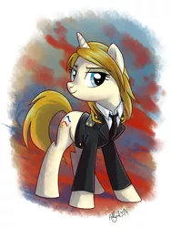 Size: 675x900 | Tagged: safe, artist:yulyeen, derpibooru import, ponified, pony, unicorn, clothes, crimea, natalia poklonskaya, pose, smiling, solo