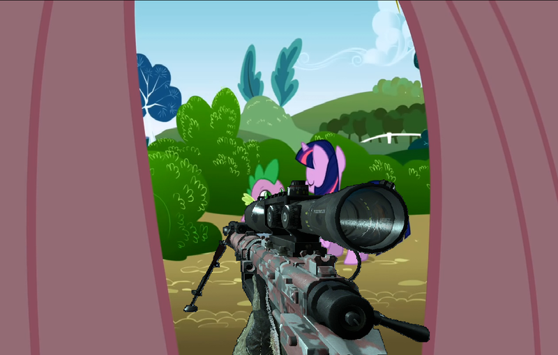 Size: 1262x803 | Tagged: call of duty, derpibooru import, fluttershy, mw2, safe, shitposting, spike, twilight sparkle