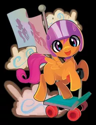 Size: 665x861 | Tagged: safe, artist:cenit-v, derpibooru import, scootaloo, pegasus, pony, cute, cutealoo, female, filly, helmet, scooter, solo