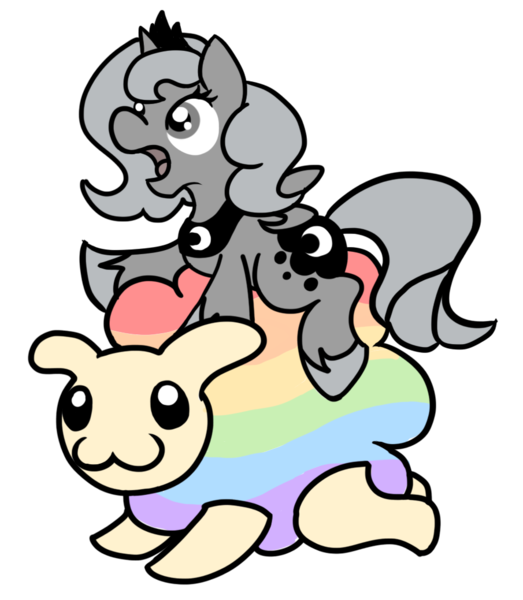 Size: 905x1039 | Tagged: :3, artist:rainwolfy, derpibooru import, filly, princess luna, riding, safe, sheep, simple background, woona