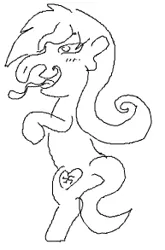 Size: 193x293 | Tagged: safe, artist:miki, derpibooru import, oc, oc:aryanne, unofficial characters only, pony, bipedal, bizarre, black and white, flockmod, grayscale, le happy aryanne, monochrome, nazi, parody, sketch, solo, swastika, tongue out